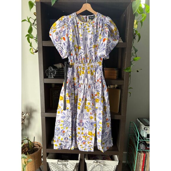 NWT Jessie Zhao New York Purple Floral Cotton Midi Dress Size 4 $269 MSRP - Picture 5 of 12